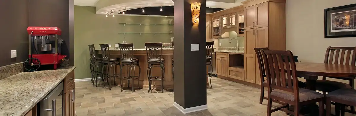 modern basement remodeling with custom finishes and open layout in a home in Dallas, TX