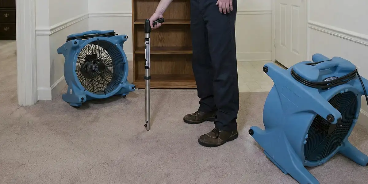 emergency water removal equipment deployed to dry a flooded residential interior in Dallas, TX