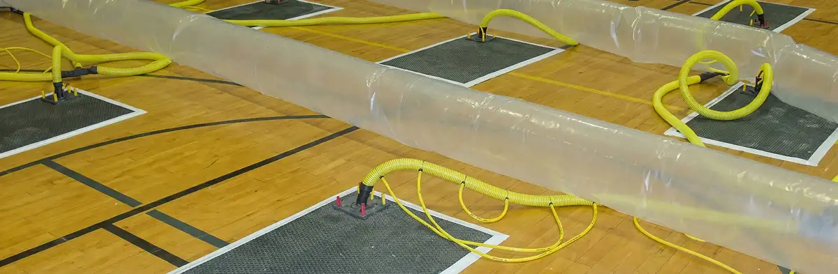 water clean up drying system set up to remove moisture and prevent further damage in Dallas, TX